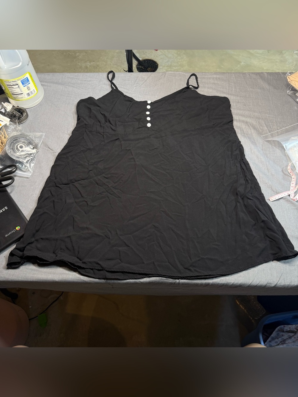 Arizona Jean Company Black Spaghetti Strap Tank with Buttons